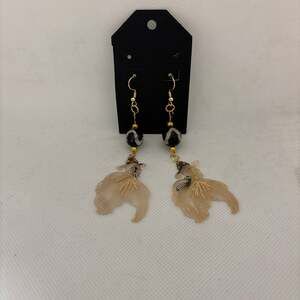 Handmade Gold Filigree Koi Fish Dangle Earrings